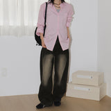 [Long/Short length] Eton One Pintuck Washed Wide Denim Pants