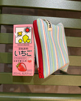 Multi stripe flat pouch - blue , S size