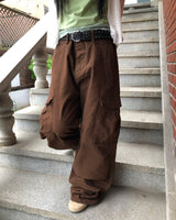 Liqu Panel Curved Wide Cargo Pants