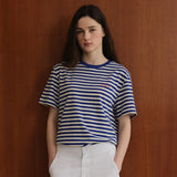 ストライプショートスリーブTシャツ_ロイヤルブルー