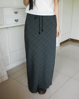 Daming Checkered Chiffon String Layered Long Skirt