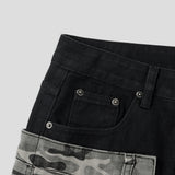 DNカーモカラーコンビネーションデニムパンツ (1C)