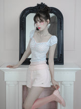 [MADE] Coquette Lace Shirred Fold-Over Shorts