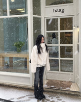 High neck fur crop jacket