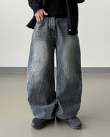 Phil Cat-Washing Crack Wide Denim
