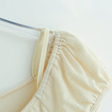 Shirring Ribbon Puff Top 231330518