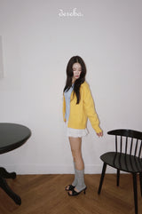 yellow wool lovely long-sleeved cardigan