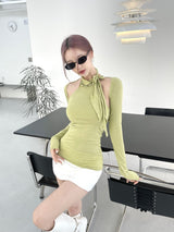 1155. Via scarf halter top bolero set (5color)