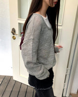 Mishu Color-Block Layered Loose-Fit Long Sleeve Knit