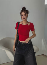 Sonya Whole Slit Layered Short Sleeve T-shirt