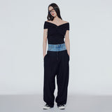 Off-the-shoulder twist-front blouse