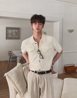 Base Two-Pocket Collared Short Sleeve Knit