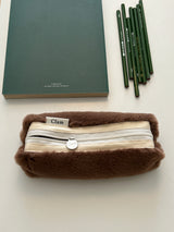 Clam round pencilcase _ Fur Teddy bear