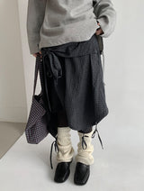 Likat Check Ribbon Wrap Midi Skirt
