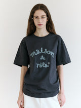 MAISON DE ROLA EMBROIDERY LOOSE FIT T-SHIRT CHARCOAL GRAY
