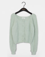 Luwan Fluffy Angora Square Neck Knit Cardigan