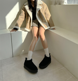 (COW LEATHER🤎🐑🐄) ダルメシアンアグ4㎝プラットフォームショートブーツ