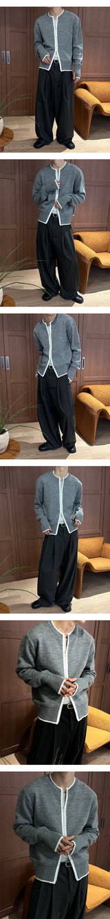 [F/W] Line pinger holl knit zip up(3color)