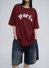 パリスパッチウォッシングオーバーサイズフィット半袖Tシャツ