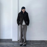 Hem-Pleated Flared Wide Trousers