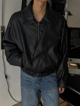 ASCLO Saint Double Collar Leather Jacket (2color)
