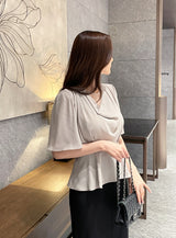 Jed-in Drape Chiffon Peplum Blouse