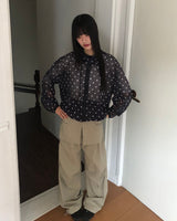 Oohneu see-through dot Windbreaker Hooded zip-up