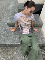 クリードペインティングショートスリーブラグランTシャツ