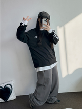 HIP TWO LINE NUMBERING LONG SLEEVE T-SHIRT💙🤍🖤3COLOR