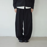 stripe curved wide slacks