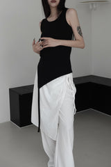 unbalanced layered tail sleeveless (4color)