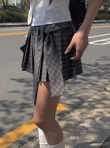 チェテ ノット チェック プリーツ ミニスカート