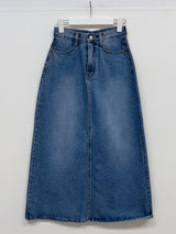 611 A-line Long Denim Skirt