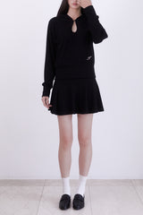 Classic Cut-out Crop Hood Top (BLACK)