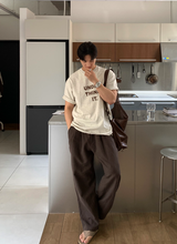 ノーメイスバックバンディングツータックリネンワイドパンツ