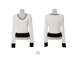 Bicolor U-neck Slim Crop Knit (3color)