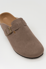 Boston Suede Buckle Slides (3c)