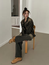 Betty Tin Beige Wide Denim Pants