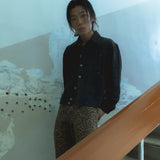 Leopard cotton twill pants / Beige