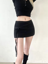 1438. Cross strap ribbon mini sk (2color)