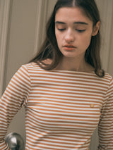 STRIPE LONG SLEEVE T-SHIRT WH+BE