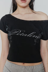 PETALINE LACE TEE black