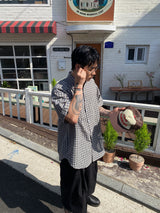 No.1291 nerd check half SHIRT (4color)