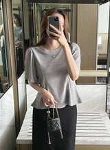モアング カット パフ フレア Tシャツ