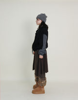 Hakata Stripe Coloring String Knitwear Zip-Up