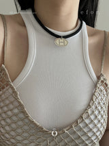 Hole Detail Initials Necklace