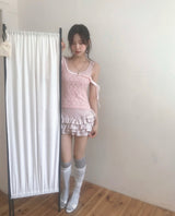on lace & satin strap sleeveless to