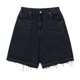Washed denim shorts/black