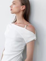 (T-7061)UNBALANCE ONE OFF SHOULDER KNIT