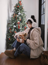 [BELLIDE MADE] Puppy, two-way bore fleece zip-up hoodie